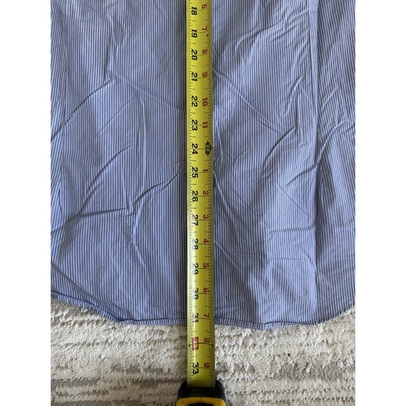 Lanvin Paris Men's Dress Shirt 15.5 39 Blue White Pinstripe 100% Made In Italy - Picture 8 of 9